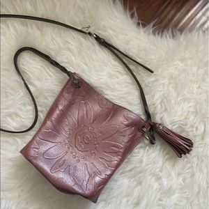 pink floral pressed cross body purse